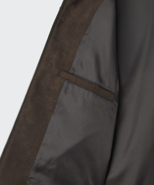 Synthetic Suede Racer Jacket [Brown] thumbnail 8