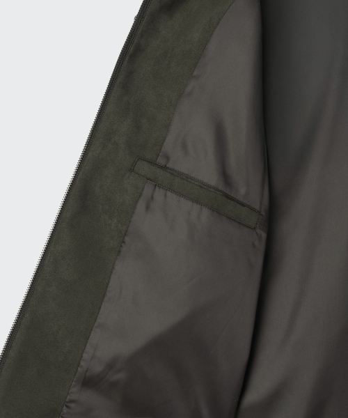 Synthetic Suede Racer Jacket [Dusty Khaki] thumbnail 8