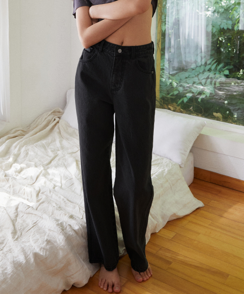 Джинсы Signature Semi Wide_BLACK