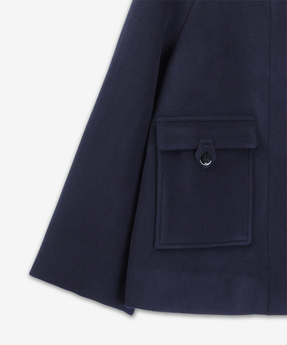 ★Ganni★ Boiled Wool Midi Jacket Sky Captain F9712683 F9712 Sky Captain Dark Blue Midi Jacket | GANNI