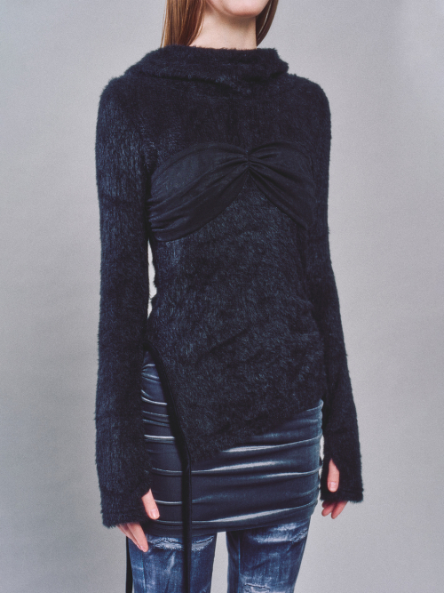 KYLIE LACE HOODED TOP_BLACK