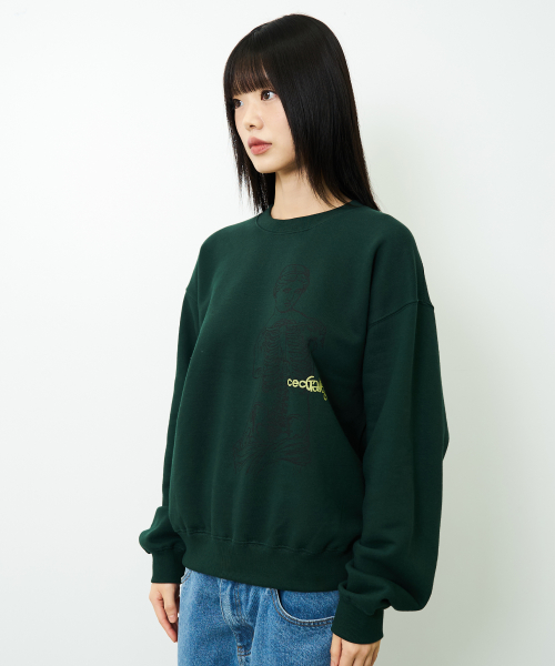 Свитшот CEC GALLERY GRAPHIC SWEATSHIRT (GREEN/с начесом)