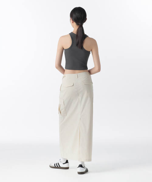Womens Cargo Maxi Skirt [Cream] thumbnail 2