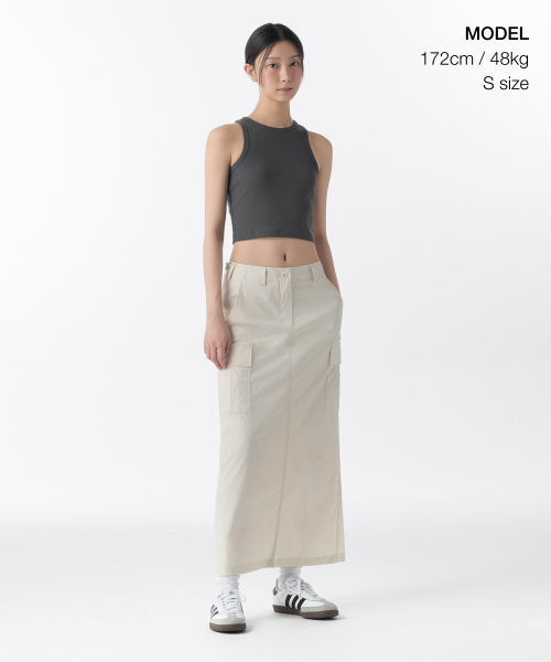 Womens Cargo Maxi Skirt [Cream] thumbnail 6