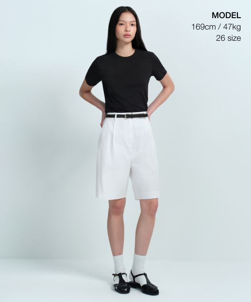 Женские хлопковые широкие бермуды [White]
