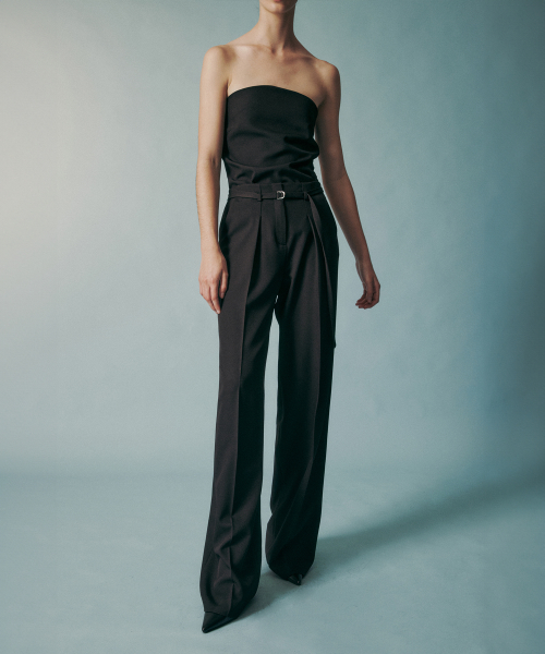 STRAIGHT LEG BELTED TROUSER BLACK