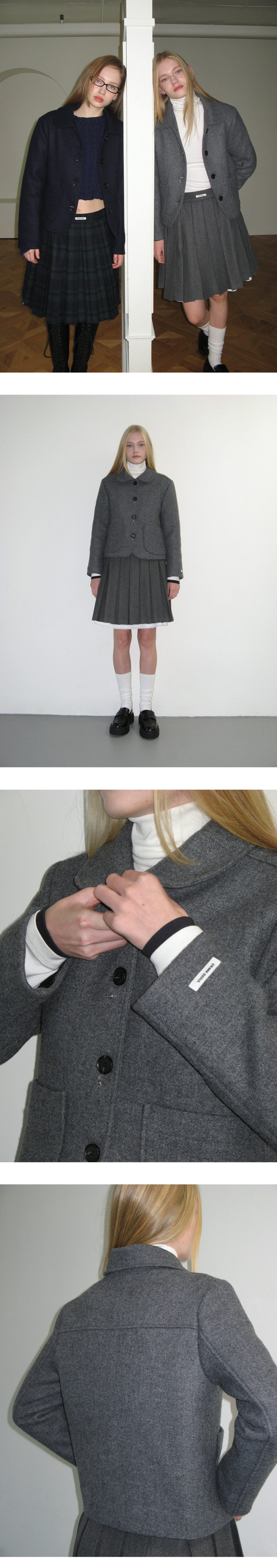 ★CRANK★STUD WOOL SHORT COAT_GREY★正規品/韓国直送料込/人気 Designer fashion, Seoul-fully created | W Concept