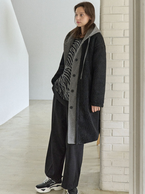 рыжийle Padding Hood Long Jumper - BLACK
