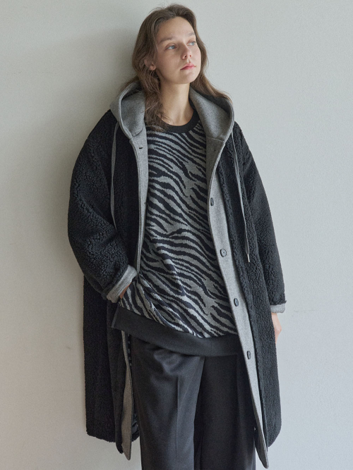 рыжийle Padding Hood Long Jumper - BLACK