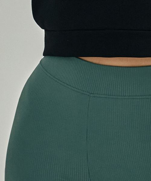 Женские леггинсы клеш с разрезом спереди для йоги и пилатеса DEVI-B0079-Teal Green