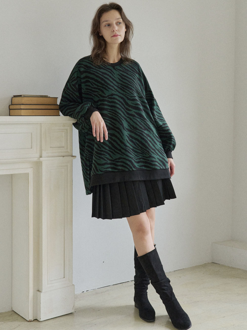 Zebra Oversize Knit - GREEN