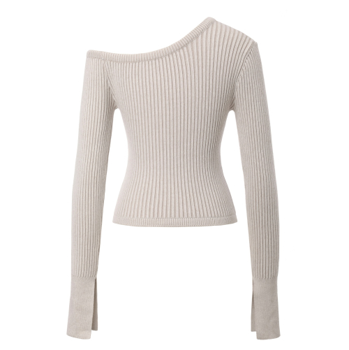 Unbal Combi Knit Top (ivory)