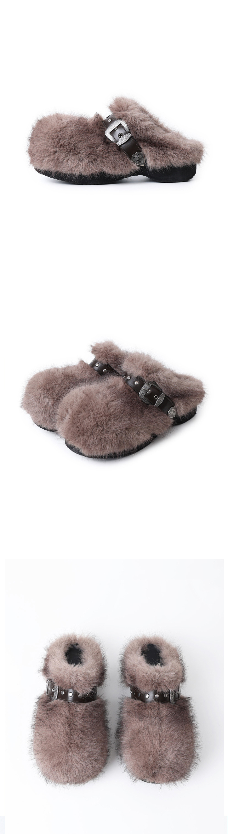 ★早期完売★LECYTO★Buckle Fur Clog ★日本未入荷★大人気★ MUSINSA公式 | LECYTO Buckle Fur Clog_[Gray]