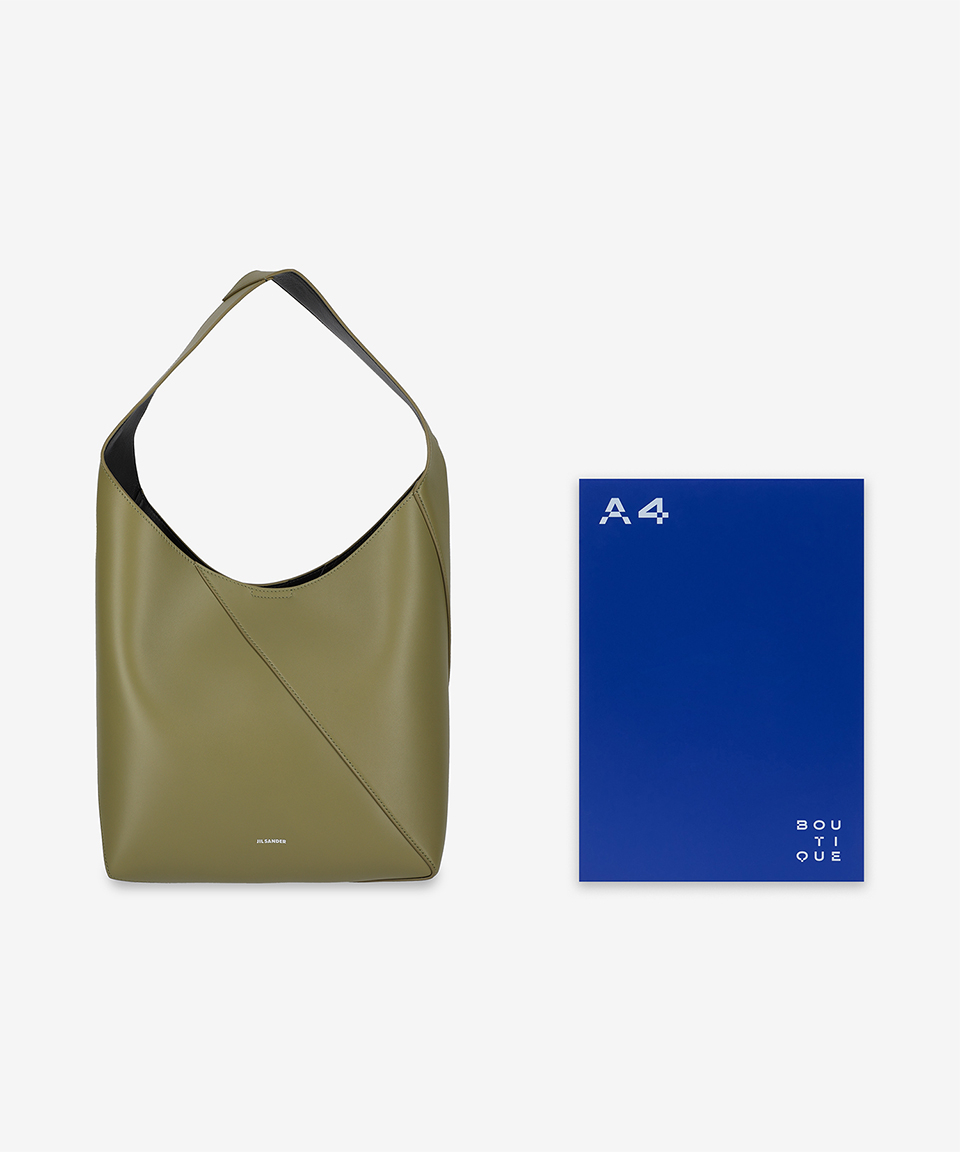 【Jil Sander】Medium Vertigo Tote Bag Sage Green Jil Sander Vertigo Medium Calfskin Tote Bag