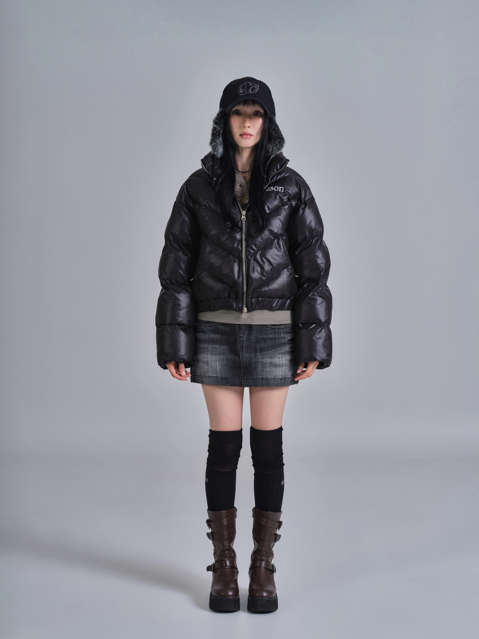 【as\"on 】BETTY PUFFER JACKET アズオンロゴダウン as