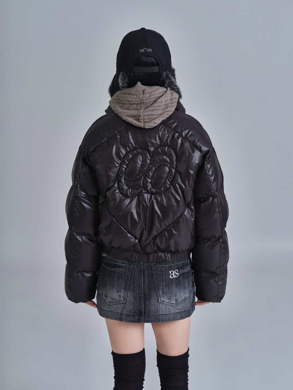 【as\"on 】BETTY PUFFER JACKET アズオンロゴダウン as