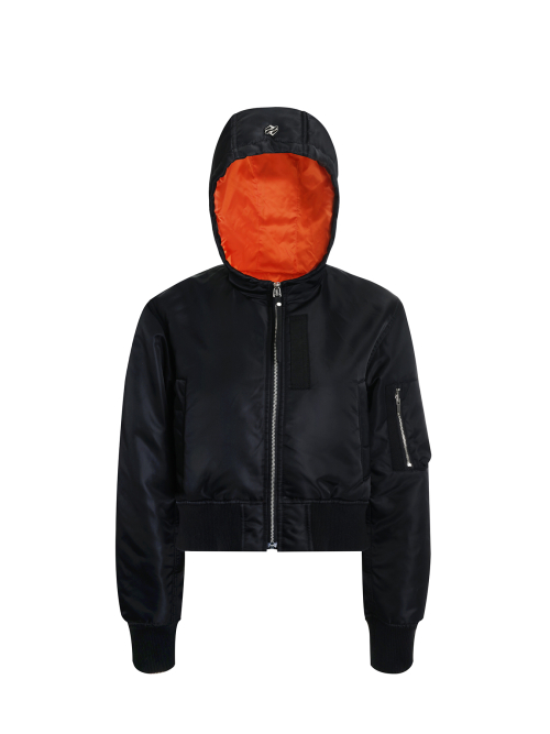 Укороченный бомбер с капюшоном (Black)