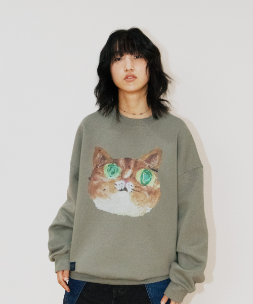 Свитшот с кошкой / Light Khaki
