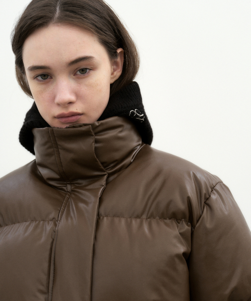 NICOLE кожа PUFFER короткий PADDING_CLASSIC коричневый