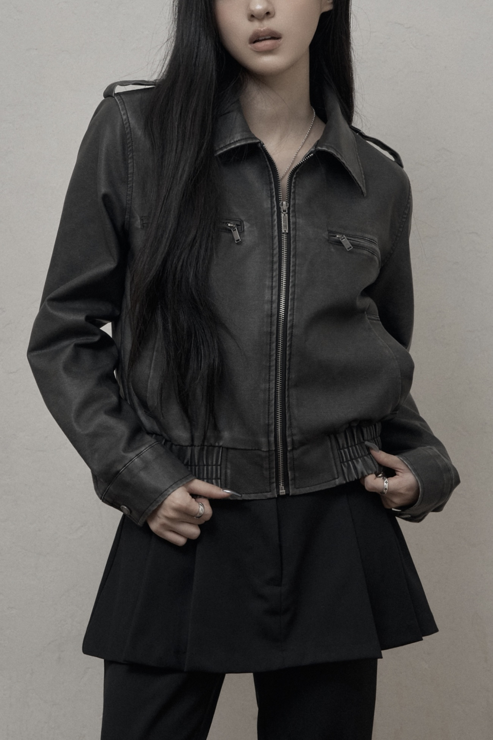 카키포인트(KHAKIPOINT) Skirt Layered Bootcut Pants (black