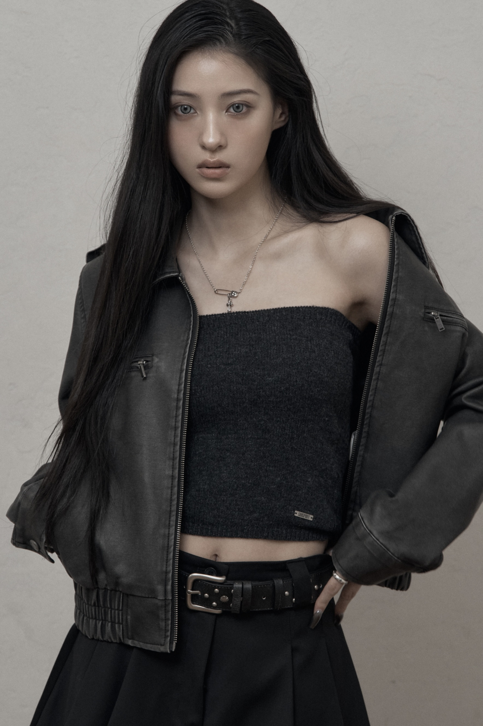 카키포인트(KHAKIPOINT) Skirt Layered Bootcut Pants (black