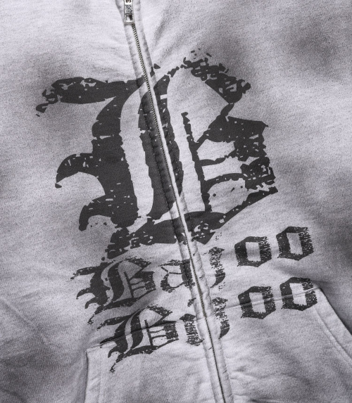 LOGO SPRAY WASHING HOOD ZIP UP [MELANGE GREY]