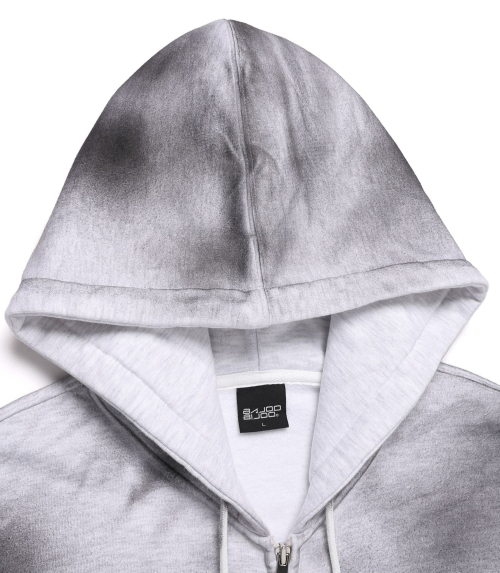 LOGO SPRAY WASHING HOOD ZIP UP [MELANGE GREY]
