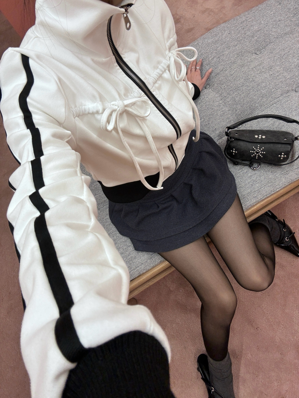 Tie Ribbon Track Top (ivory) 상세 이미지 1