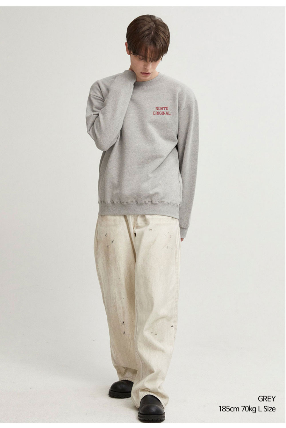 그레이색상 NDST 전사 프린팅 맨투맨 사진