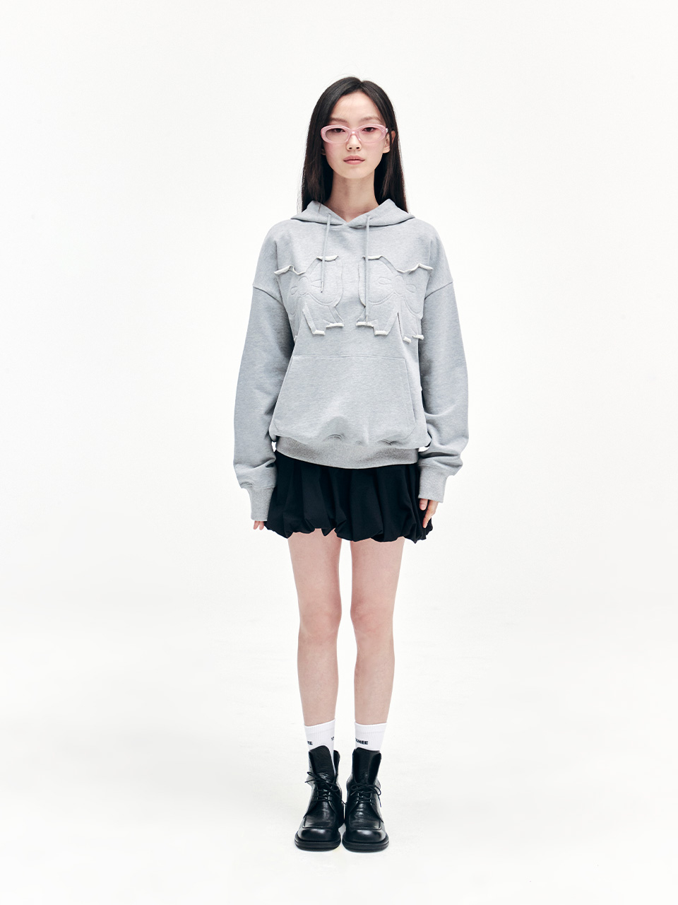 MUSINSA | YOUHEE YOUHEE RIBBON HOODIE CHARCOAL