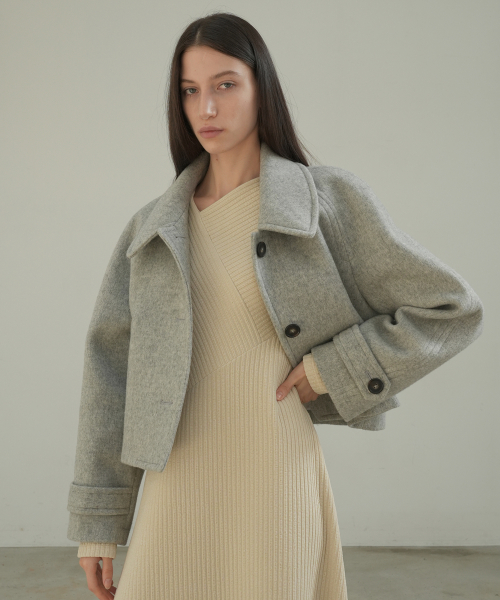 RAGLAN короткий шерсть пальто / серый