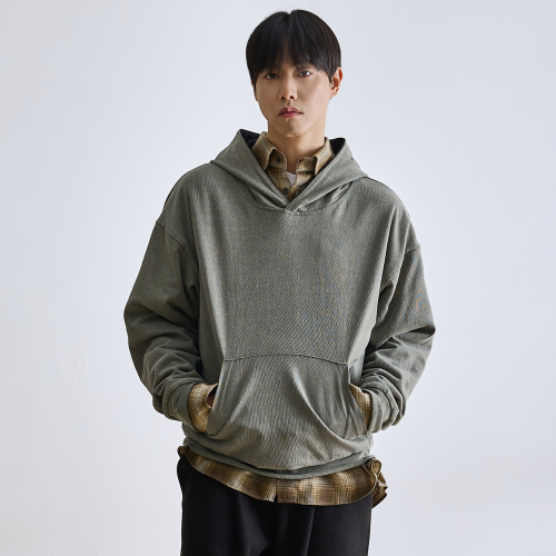 Двустороннее пигментное худи (pigment khaki + black)