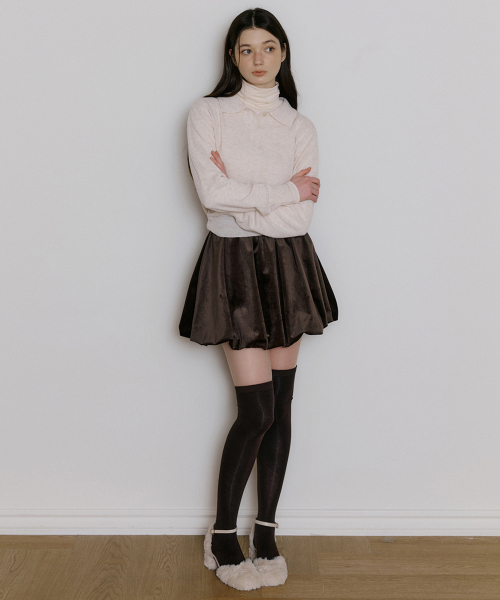 WIR SOFT BUTTON COLLAR KNIT OATMEAL