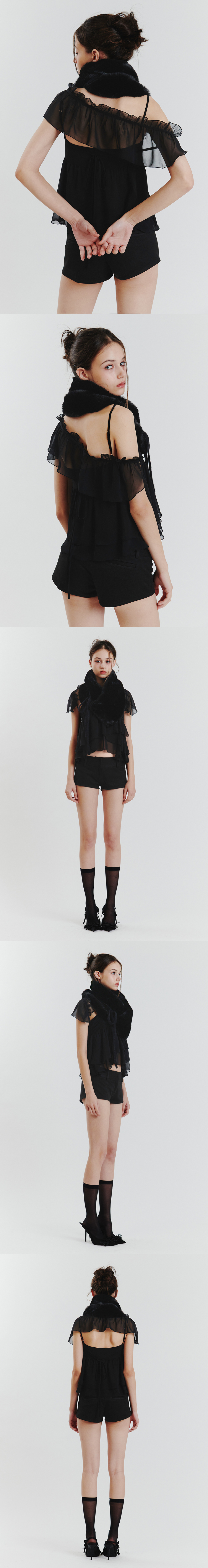 【pain or pleasure】24fw SOPHIA FUR CAPE MUSINSA | PAINORPLEASURE SOPHIA FUR CAPE black