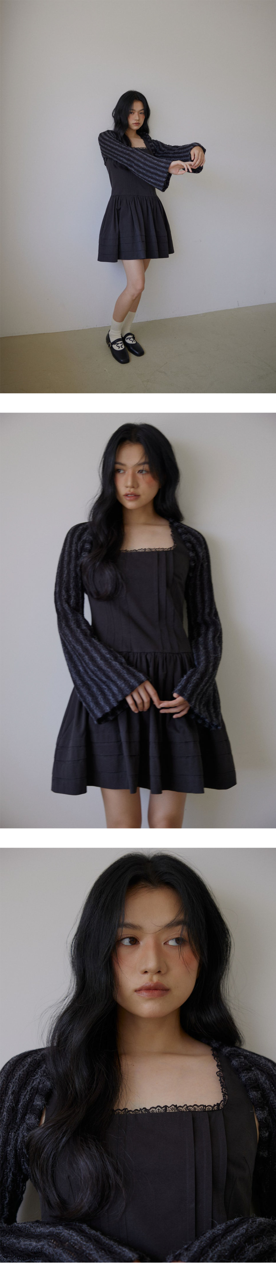 루루서울(LOULOUSEOUL) With Cottage Cotton Dress (Black