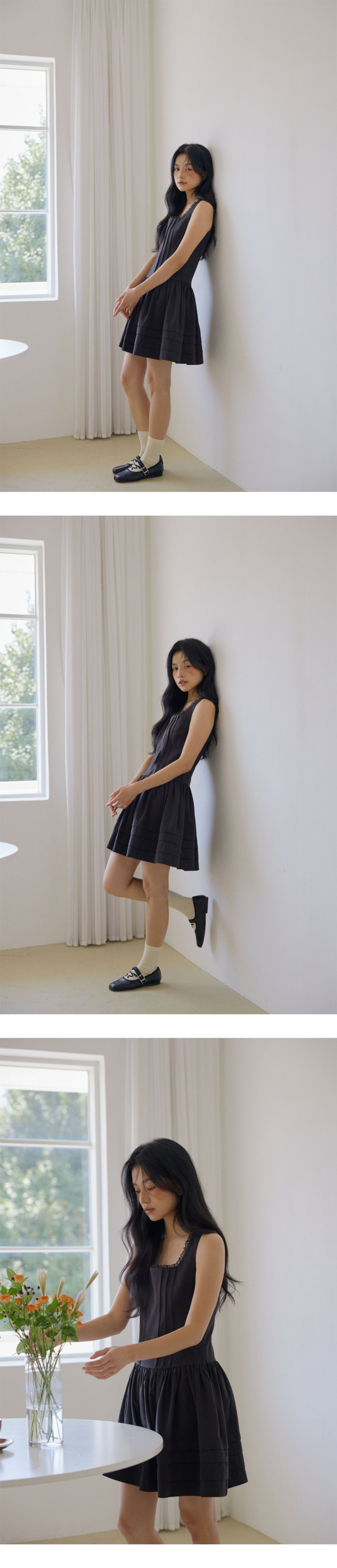 루루서울(LOULOUSEOUL) With Cottage Cotton Dress (Black