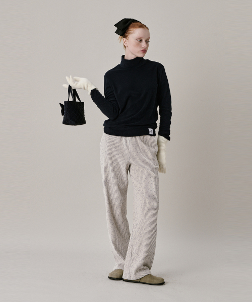 Велюровые двухцветные брюки 24 Two Tone Velour Pants_Ivory