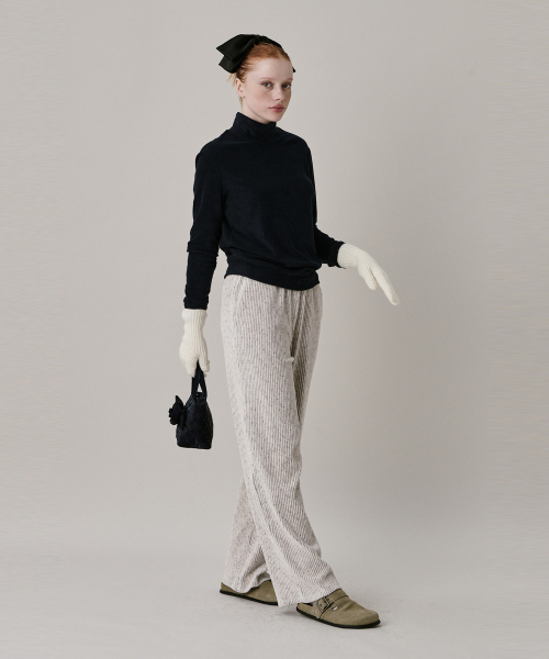 Велюровые двухцветные брюки 24 Two Tone Velour Pants_Ivory