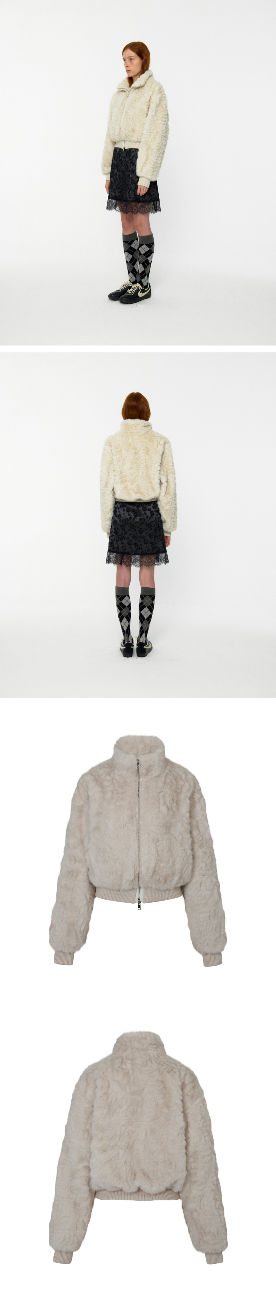 루루서울(LOULOUSEOUL) Winter Zip-up Fur Jacket (Ivory