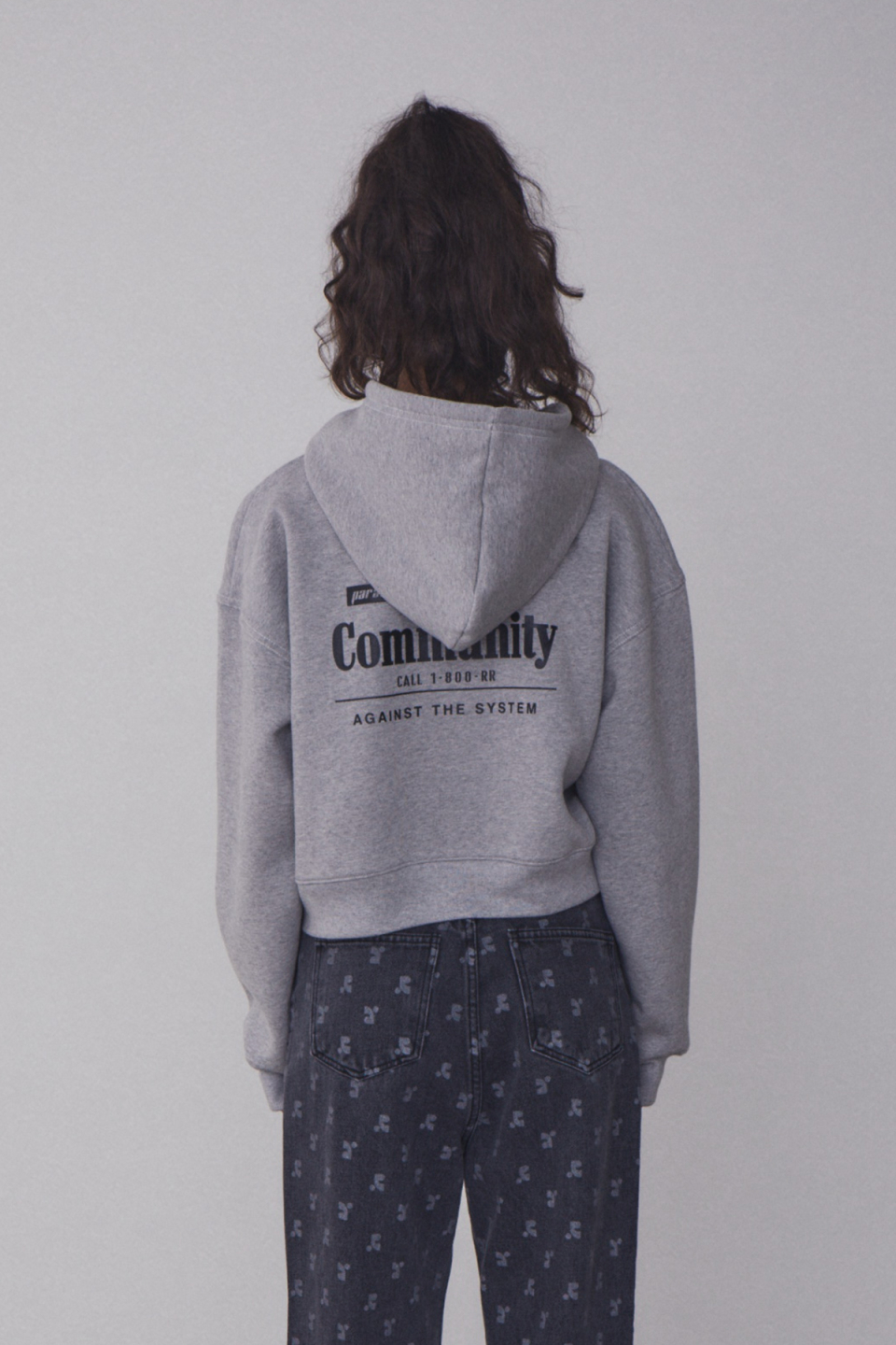MUSINSA | REST&RECREATION RR STITCH CROPPED HOOD ZIP-UP - GREY