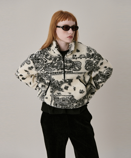 Свободный анорак 24 Shearing Half Zip-up_Cream