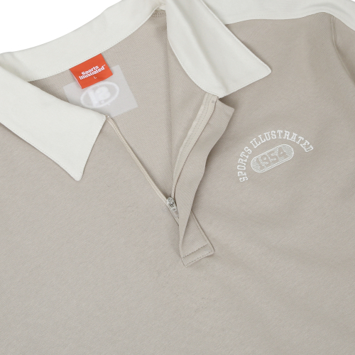 Поло с контрастным воротником на скрытой молнии (Beige)