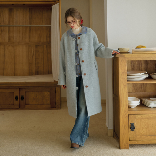 SR_Scarf set casual coat_BLUE