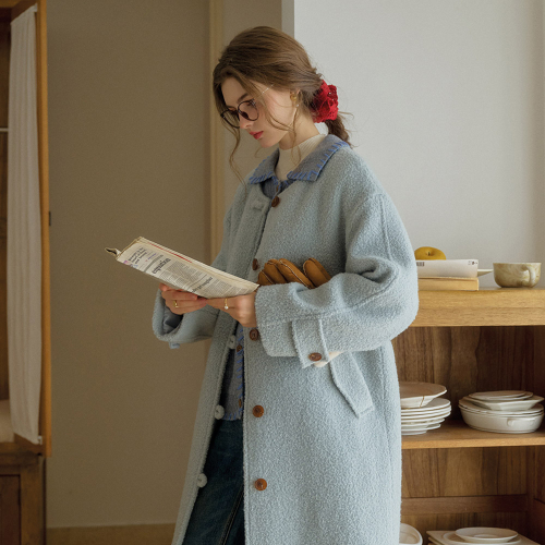 SR_Scarf set casual coat_BLUE