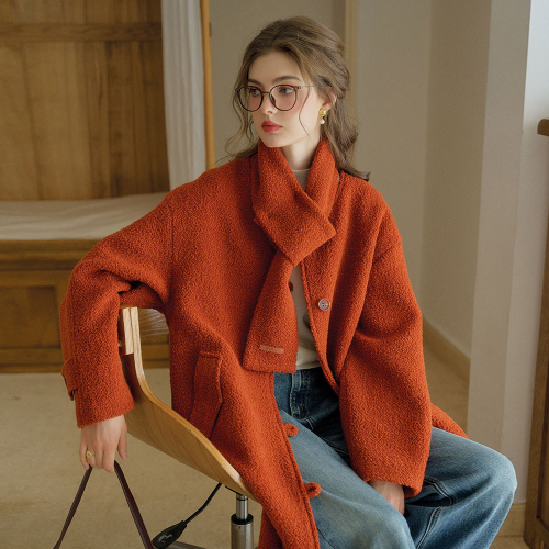 SR_Scarf set casual coat_RED коричневый