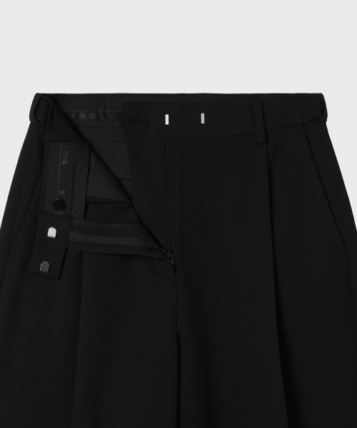 Women's Low Waist Deep Tuck Extra Wide Hidden Banding Slacks [Black] thumbnail 7
