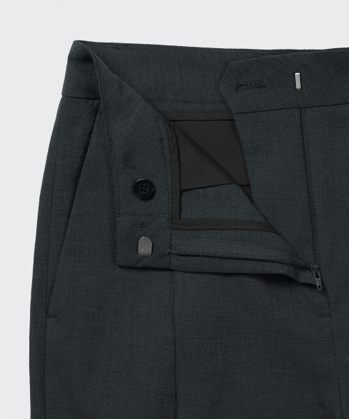 WOMENS COOL TOUCH LOW WAIST DEEP TUCK WIDE SLACKS [DARK GREY]