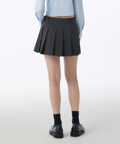 Womens Low Rise Pleated Mini Skorts [Gray] thumbnail 2