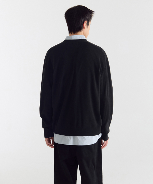 COTTON TENCEL ESSENTIAL CARDIGAN [BLACK]