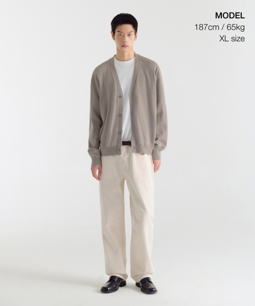 COTTON TENCEL ESSENTIAL CARDIGAN [TAUPE]
